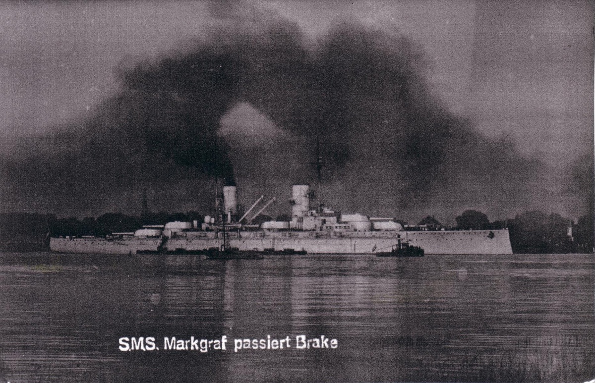 SMS Markgraf auf der Weser vor Brake