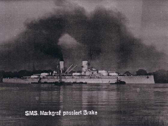 SMS Markgraf auf der Weser vor Brake