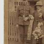 Mr Grandfather and Mother on their wedding day, He was wounded twice and came home on leave recovering from his 2nd wound from the battle of Passchendaele to get married